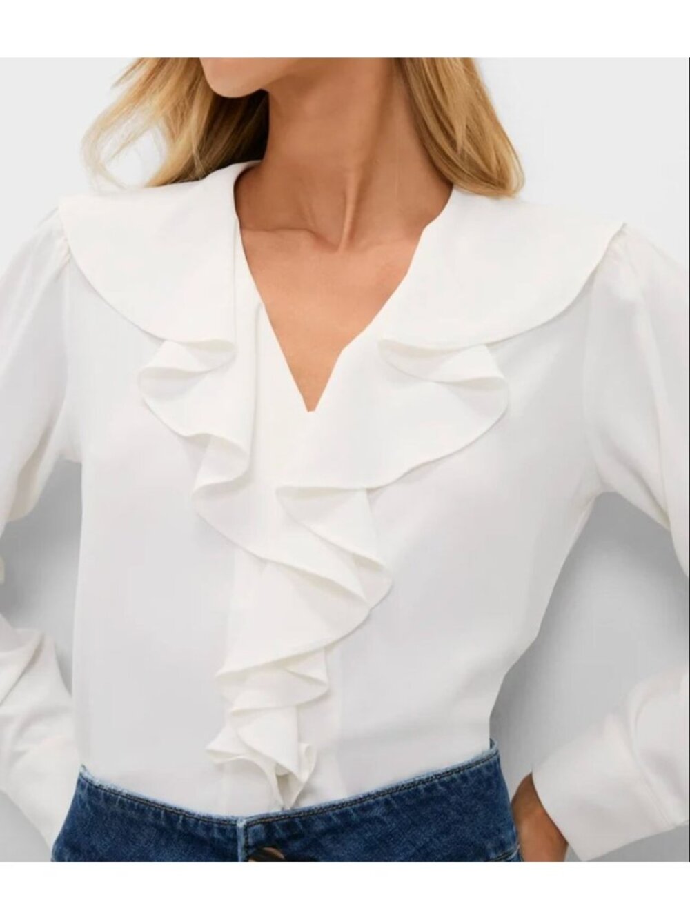 NWT TUCKERNUCK Coconut Ruffle Eileen Button Down Shirt Blouse Medium